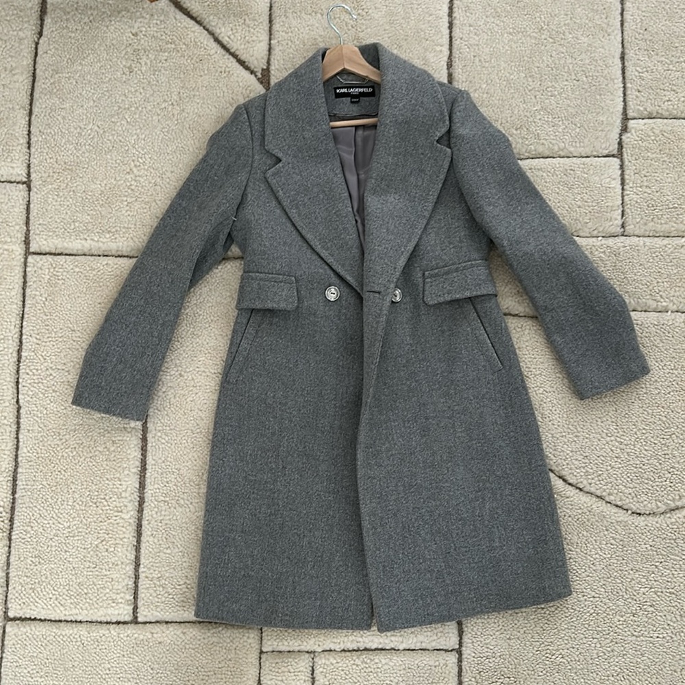 Gray walker midi coat malt lagerfield winter